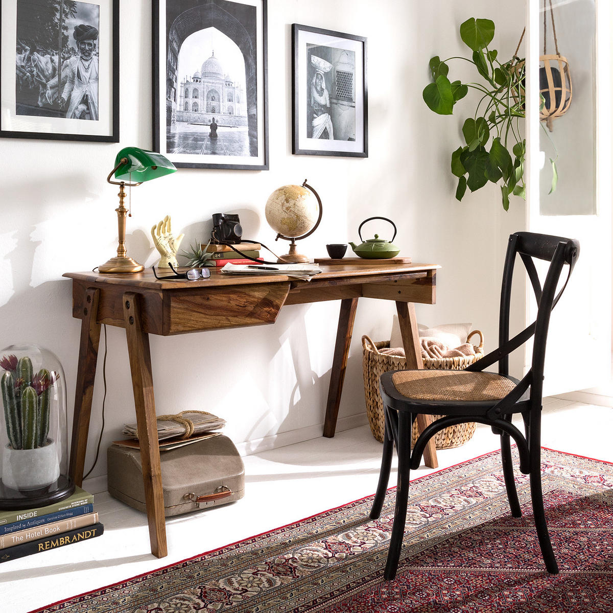 SCHREIBTISCH - Sheesham massiv - Sheeshamfarben, Holz (60/120/74cm) - home24