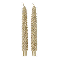 STABKERZE (2er Set) X-Mas Tannenbaum - Goldfarben, Paraffin (3/25/3cm) - Butlers