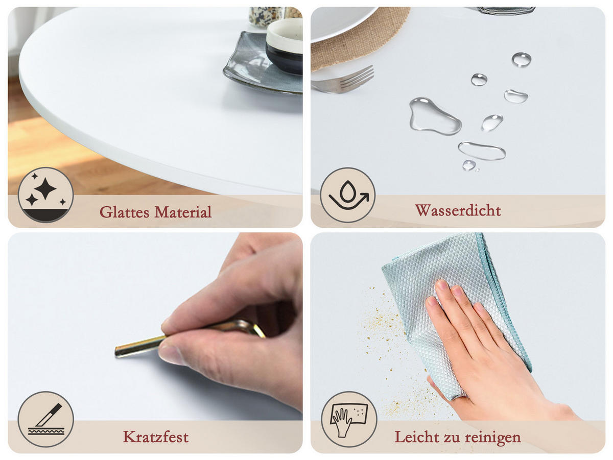 WEISSER Esstisch im modernen Stil - Weiß, Metall (80/80/72.5cm) - Meubles Cosy