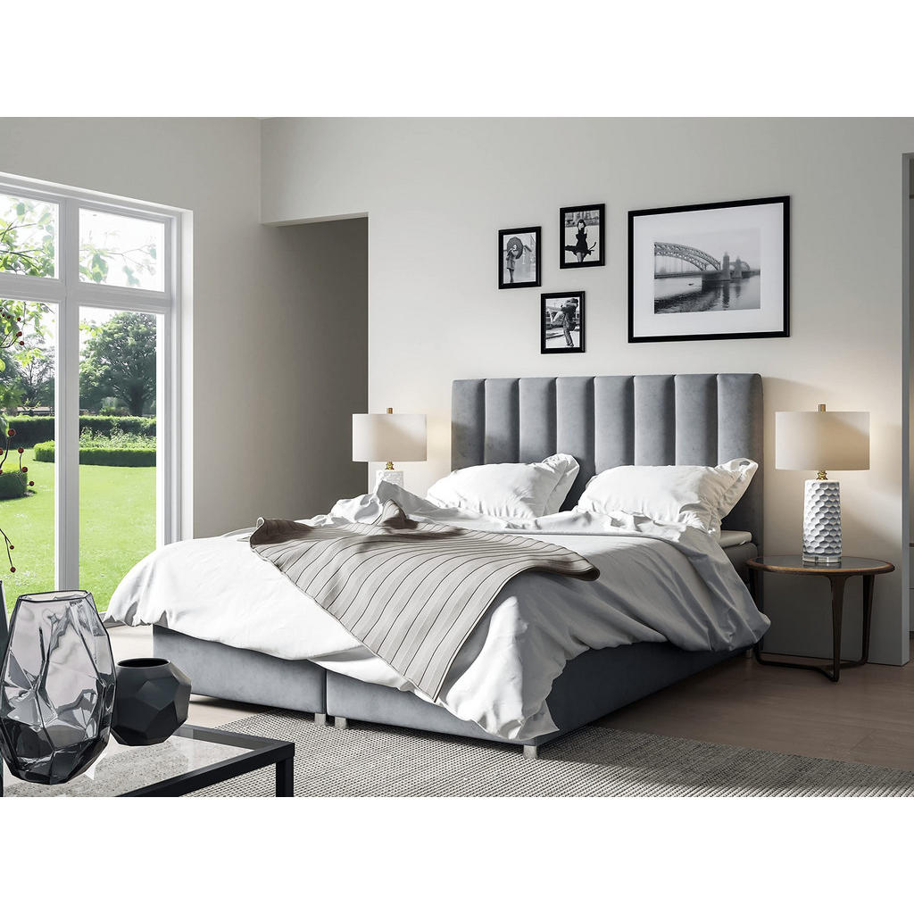 Thumbnail - Best For Home Boxbett, Hellblau, Textil, Höhe ca. 18 cm, Rechteckig, 160x200 cm, Schlafzimmer, Betten, Boxspringbetten