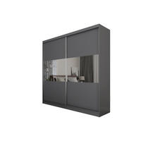 SCHWEBETÜRENSCHRANK ROSALIA 200/216/61 cm 2-türig mit Spiegel Grau - Grau, Holzwerkstoff (200/216/61cm) - MASSENO