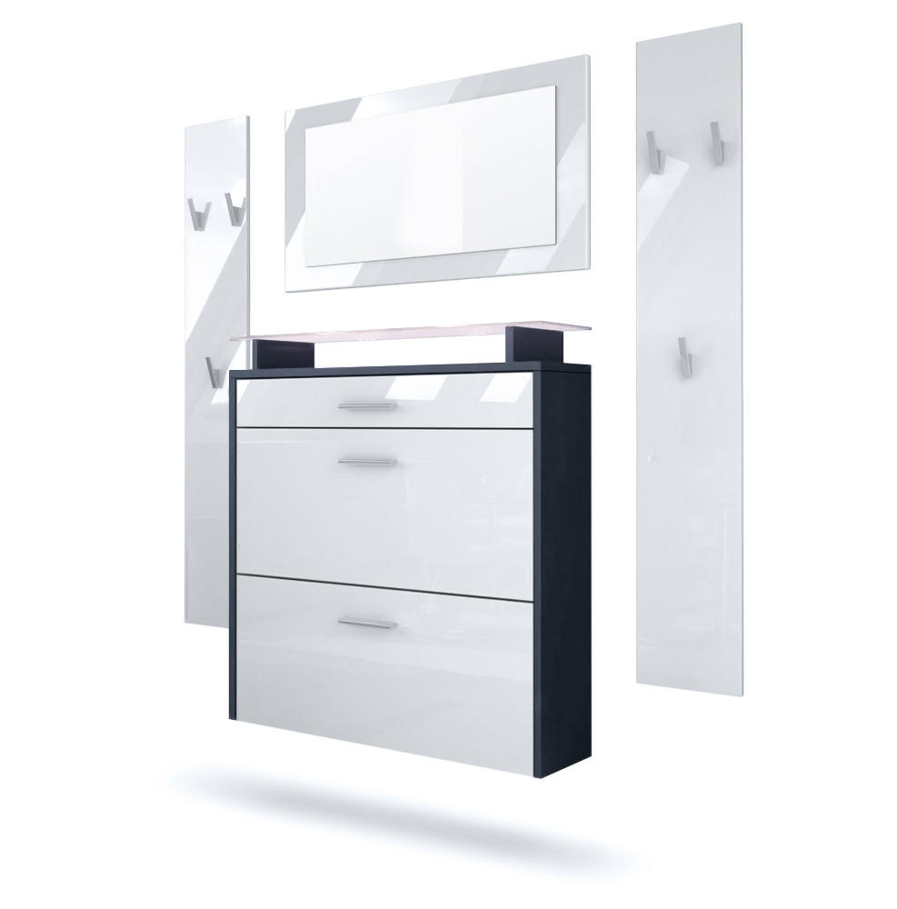 GARDEROBE Malea Fronten in Weiß Hochglanz - Weiß Hochglanz, Holzwerkstoff (180/180/23cm) - Vladon