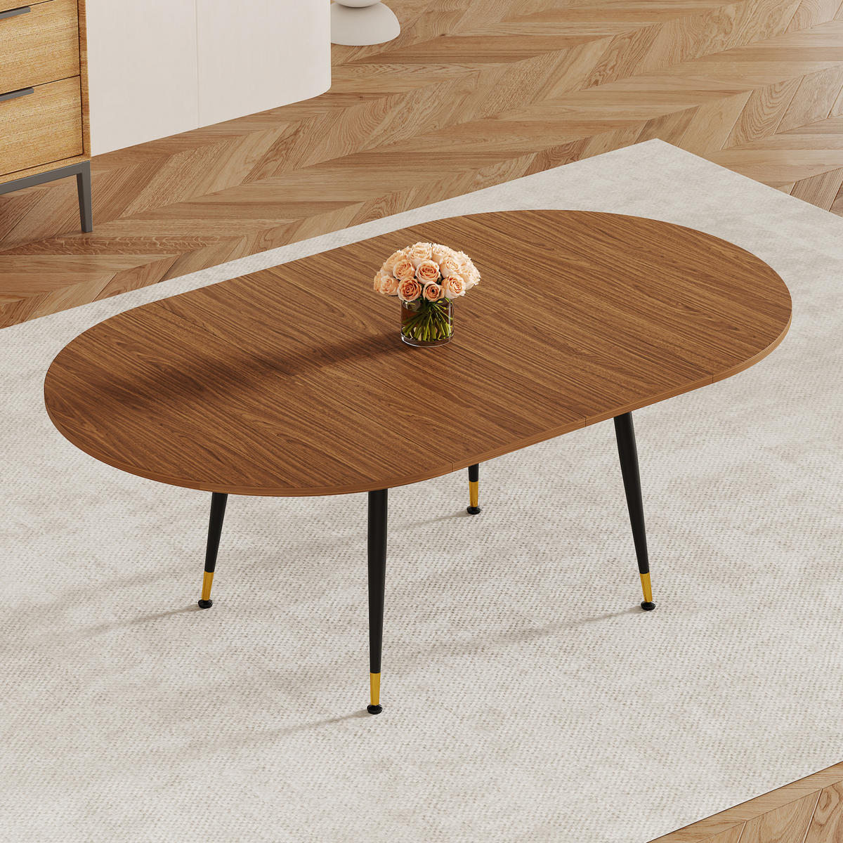 AUSZIEHTISCH Walnussoptik Schwarz 160-200/120/74 cm - Schwarz, Holz (120/200/73.66cm) - PANGIVO