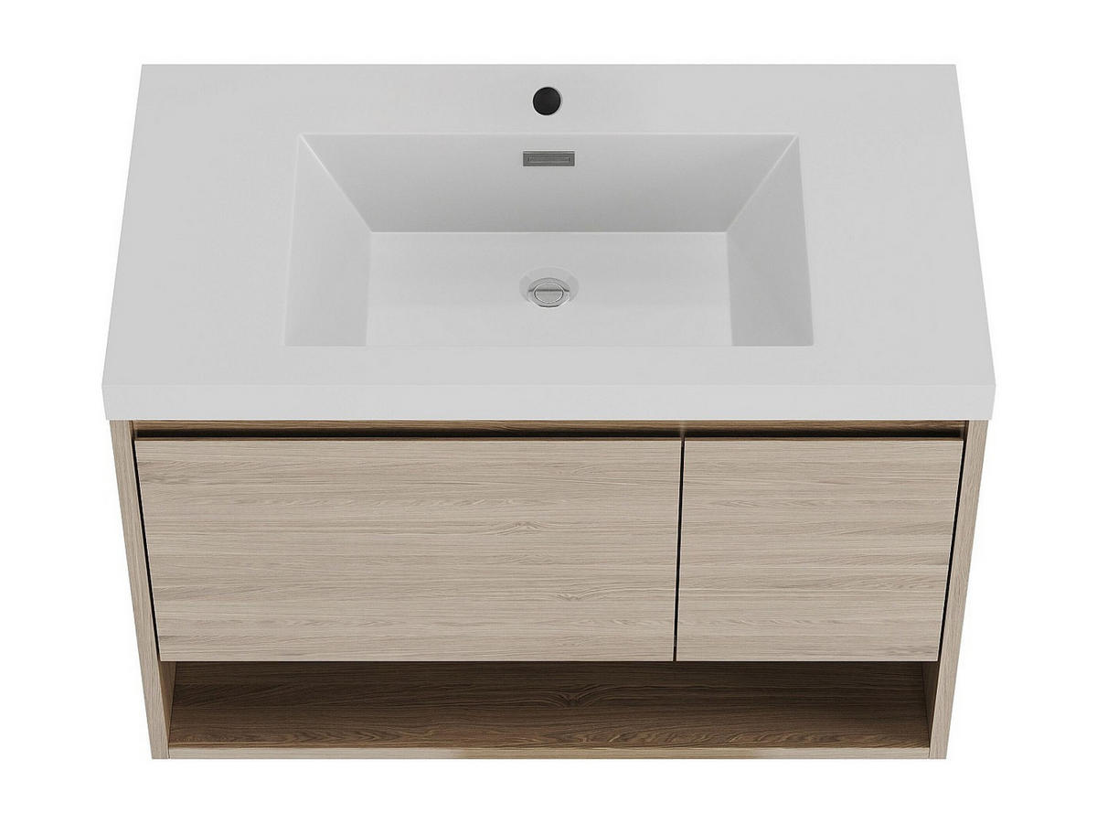 EINZELWASCHTISCH - 90 cm x 50 cm - holz - naturfarben hell Pujuka - Naturfarben, Holz (90/55/50cm) - Vente-Unique