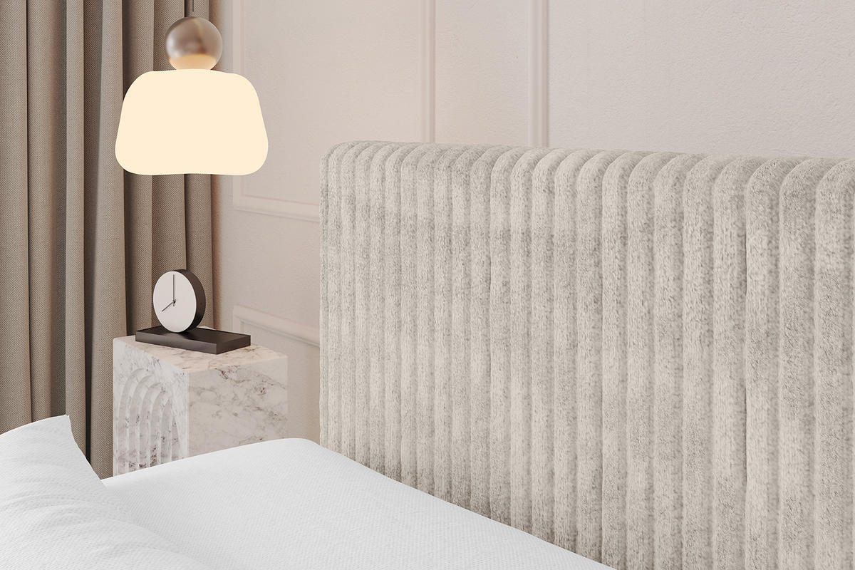 BOXSPRINGBETT mit Matratze H3|H4 und Lattenrost - TOLO-Z KING 180x200 Cord - Creme - Creme, Holzwerkstoff (180/200cm) - ALTDECOR