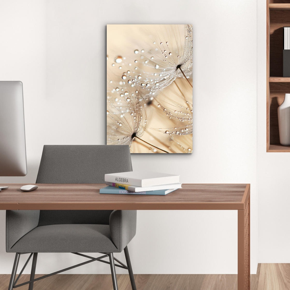 METALLBILD Löwenzahn - Abstrakt - Natur - Beige 40x60 cm - Braun, Metall (40/60cm) - MuchoWow