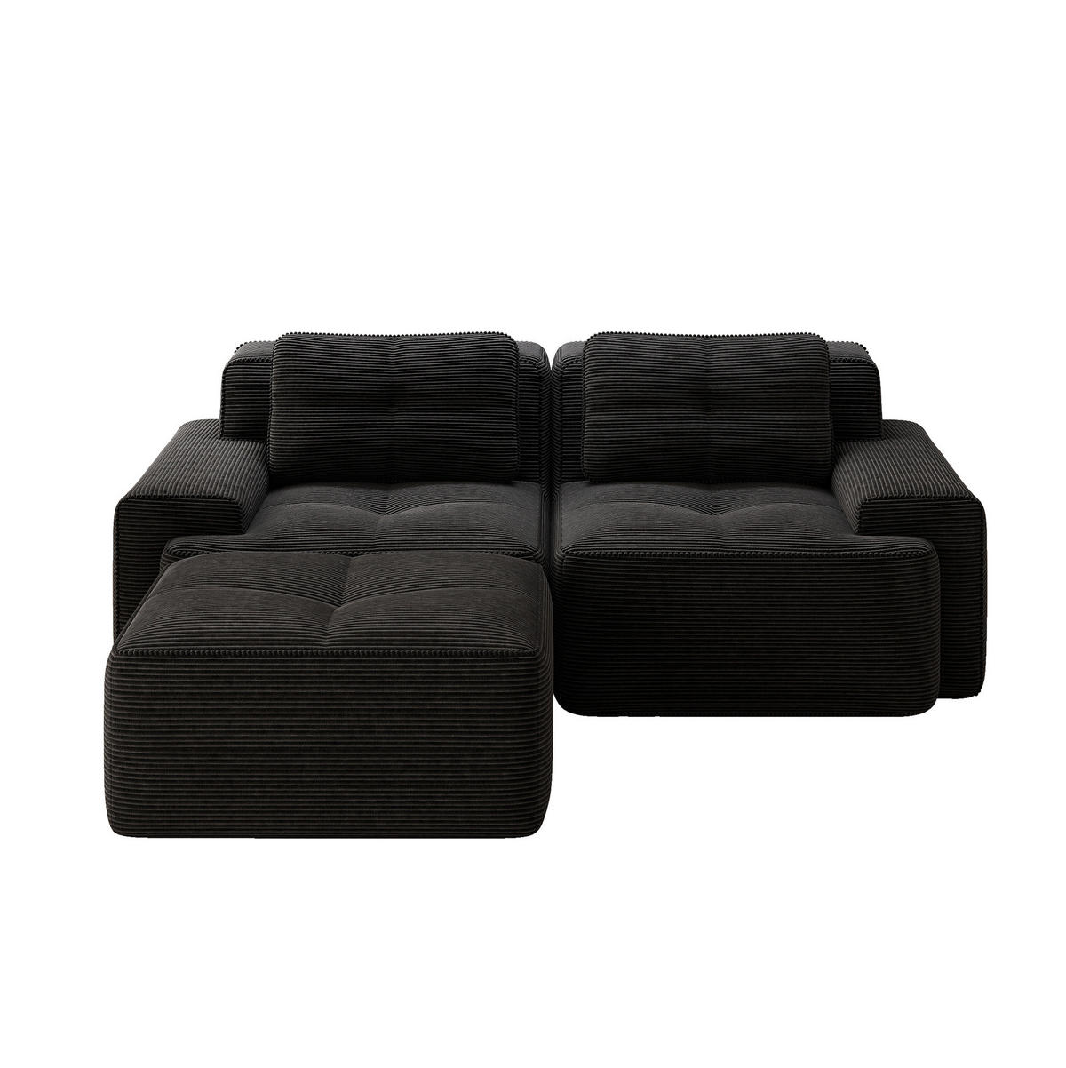 ECKSOFA boneless mit Tiefsitz, geschwungener Rückenlehne und flexiblem Aufbau, Schwarz - Schwarz, Textil (204/177cm) - Redom