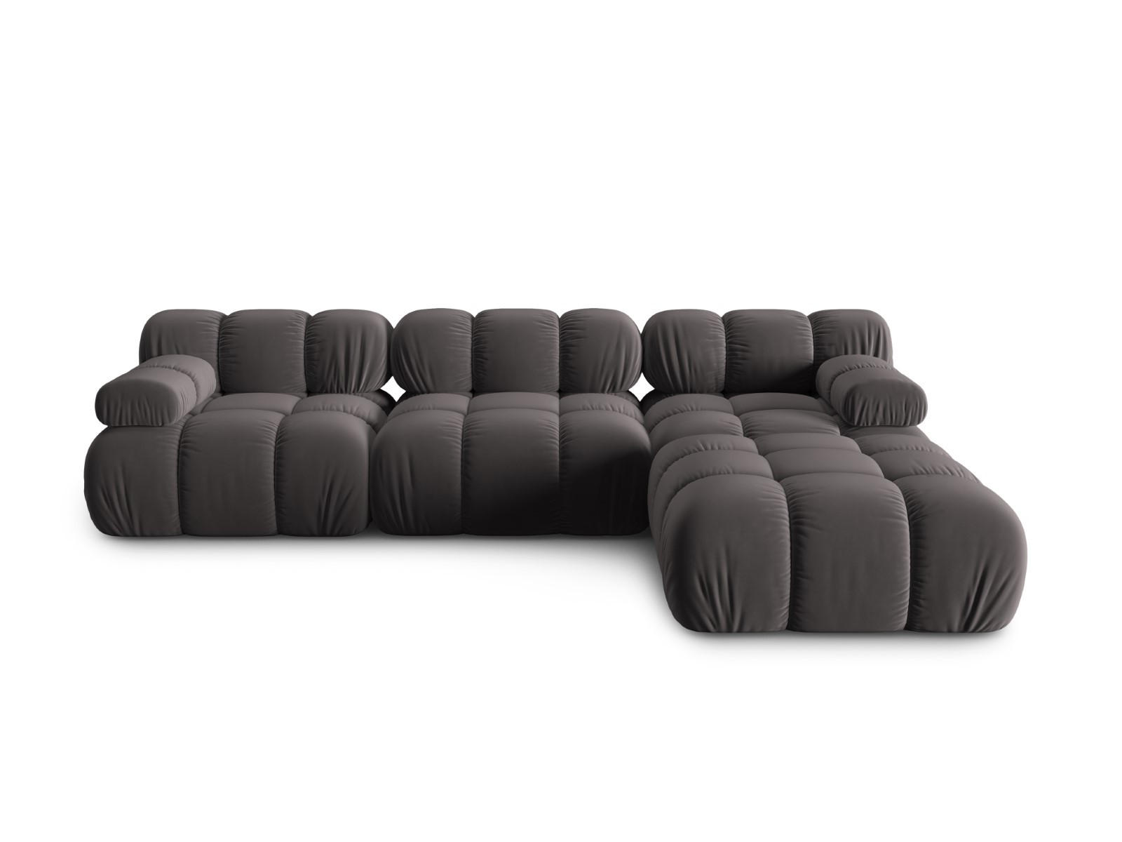 MODULARES-SOFA Bellis aus Samt dunkelgrau 4 Sitzplätze - Dunkelgrau, Textil (188/63/282cm) - Micadoni