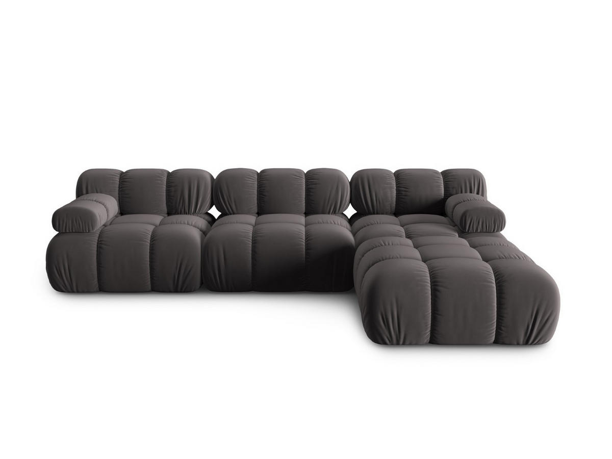 MODULARES-SOFA Bellis aus Samt dunkelgrau 4 Sitzplätze - Dunkelgrau, Textil (188/63/282cm) - Micadoni