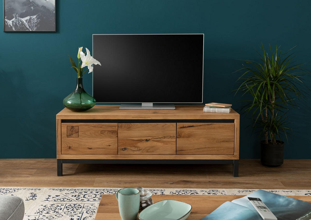 TV-BOARD Wildeiche 153x55x54 natur geölt VILLANDERS #150 - Naturfarben, Holz (153/54/55cm) - Massivmoebel24