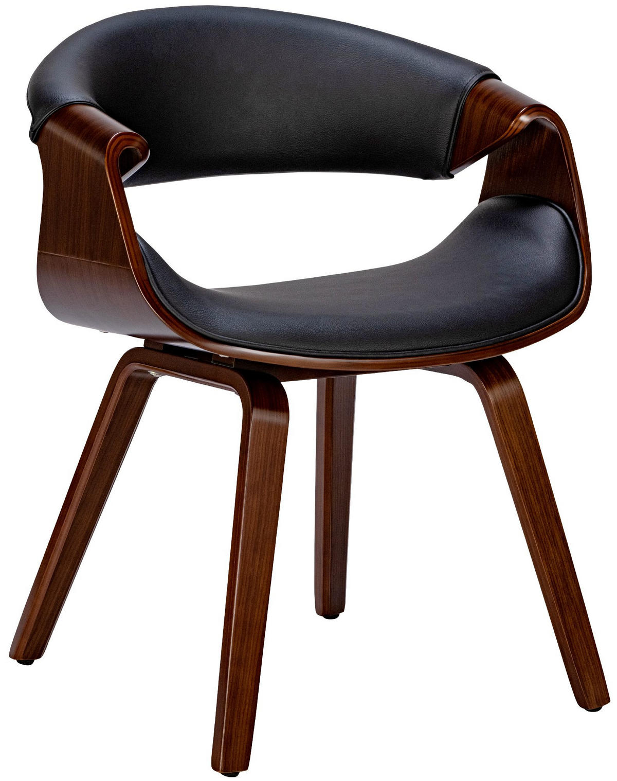 STUHL Lederlook Walnuss/Schwarz - Walnussfarben/Schwarz, Holz/Textil (62/76/52cm) - CLP