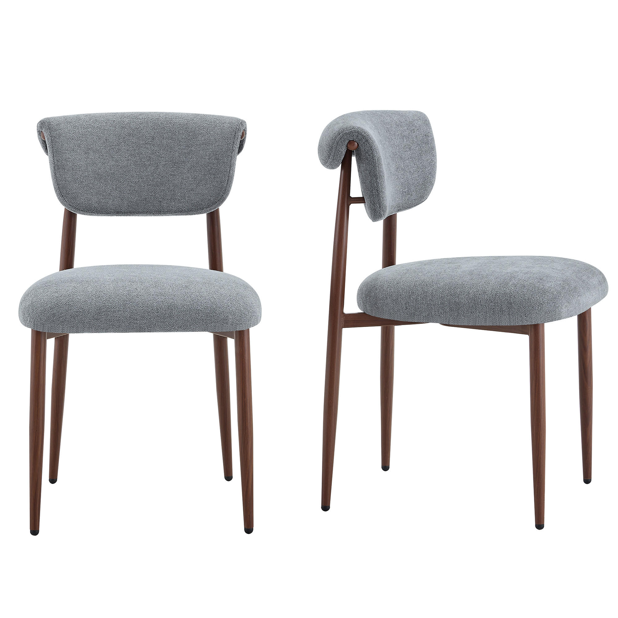 STUHL-SET DE-36452 2 Stück mit gebogener Rückenlehne Grau - Grau, Metall (58.5/83/48cm) - ComfortXL