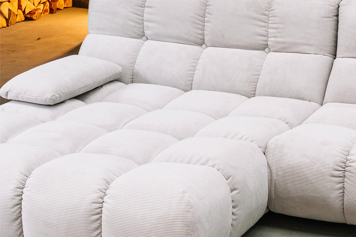 ECKSOFA VIVIEN Weiß Cord - Schwarz/Weiß, Kunststoff/Textil (290/178cm) - KAWOLA