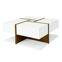 COUCHTISCH Weiß Quadratisch mit 4 Schubladen und Stauraum - Weiß, Metall (78/78/35cm)