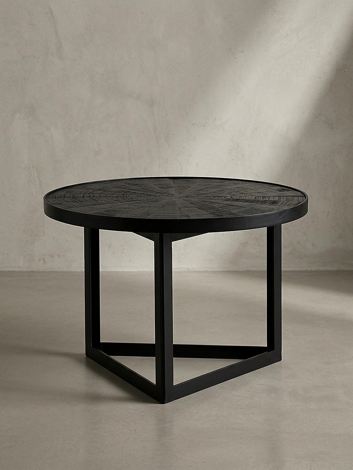 COUCHTISCH Schwarz Massivholz Mango Rund 58x58x40 cm Industrial Design - Schwarz, Holz/Metall (58/58/40cm) - KADIMA DESIGN