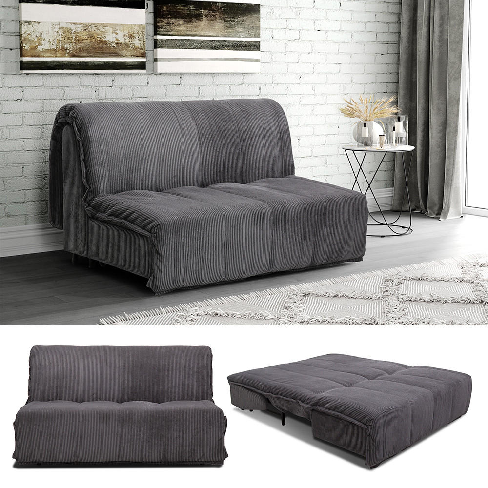 SOFA Malta Dunkelgrau 148 cm mit Schlaffunktion - Dunkelgrau, Metall (148/88/104cm) - VitaliSpa