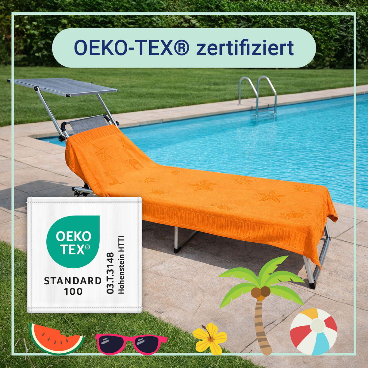 STRANDTUCH, 100x200 cm, 100% Baumwolle - Orange, Textil (100/200cm) - Zollner