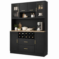 ANRICHTESCHRANK mit LED und Steckdose 120 x 36,3 x 180 cm Schwarz - Schwarz, Metall (36.3/180/120cm) - Meubliv