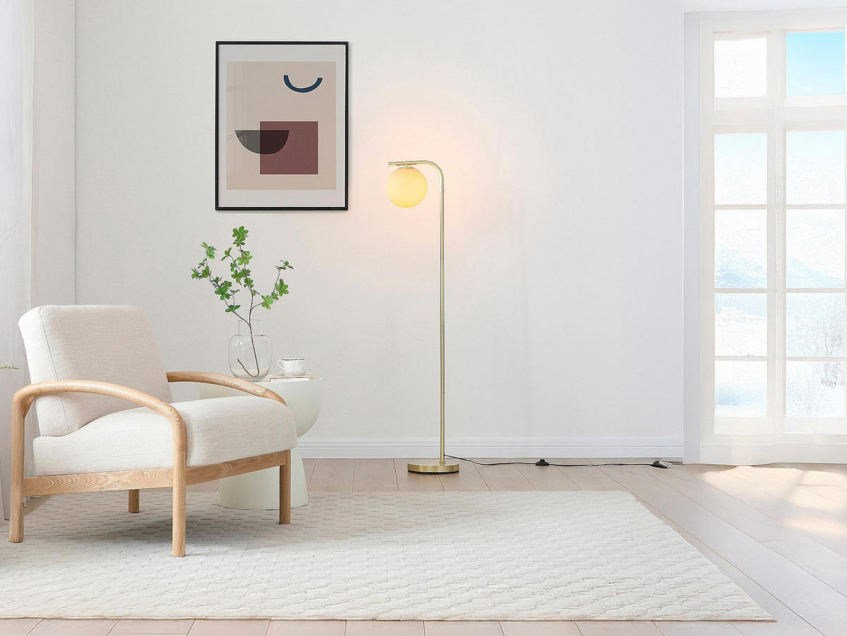 STEHLAMPE - 28 cm x 25 cm - metall - weiß, goldfarben Sofia - Goldfarben/Weiß, Metall (25/28/150cm) - Vente-Unique