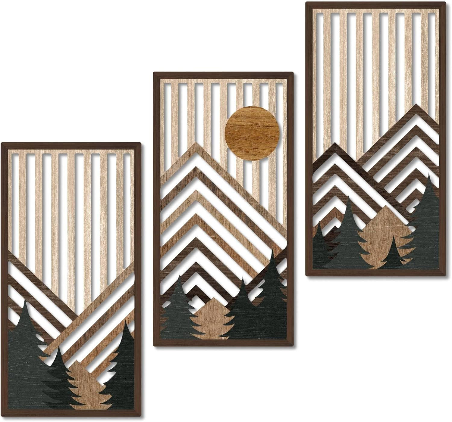 WANDDEKO Braun 41,9x21,8cm Bergmotiv Holz - Akaziefarben, Holzwerkstoff (40/1cm) - Weltevree
