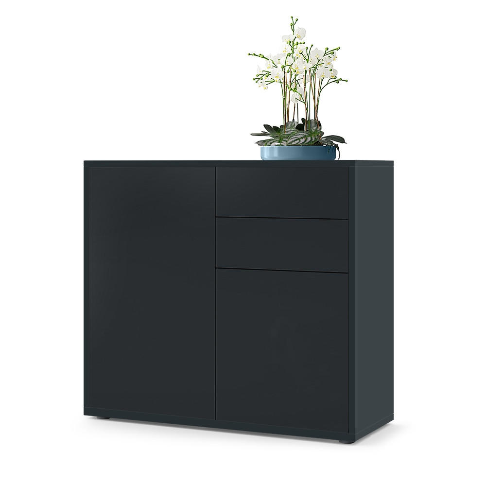 KOMMODE Ben Front in Schwarz matt - Schwarz, Holzwerkstoff (79/74/36cm) - Vladon
