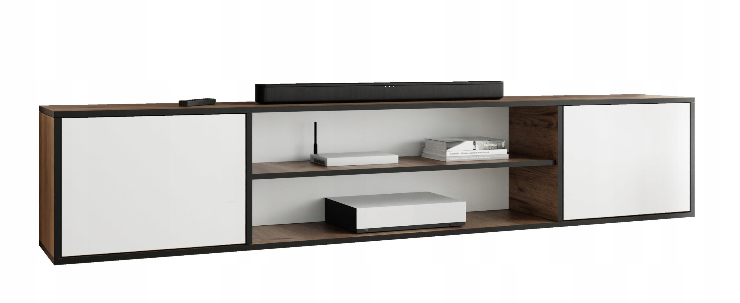 COMODA TV EDI 4 deschisa – 206x42x38 cm – Stejar Craft Auriu si Negru