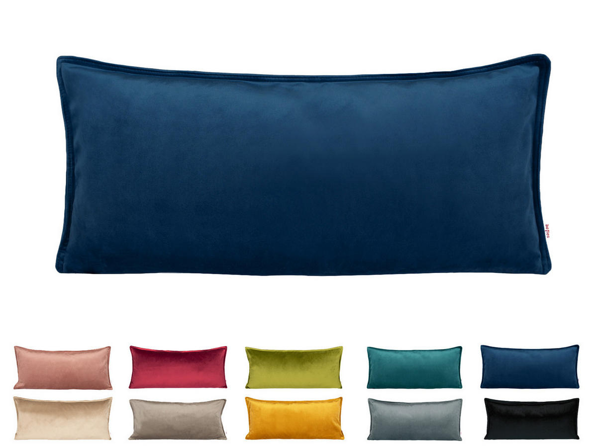 KISSENHÜLLE Samt&Sonders admiral-blau 30/70 cm - Blau/Dunkelblau, Textil (30/70cm) - beties Heimtextil