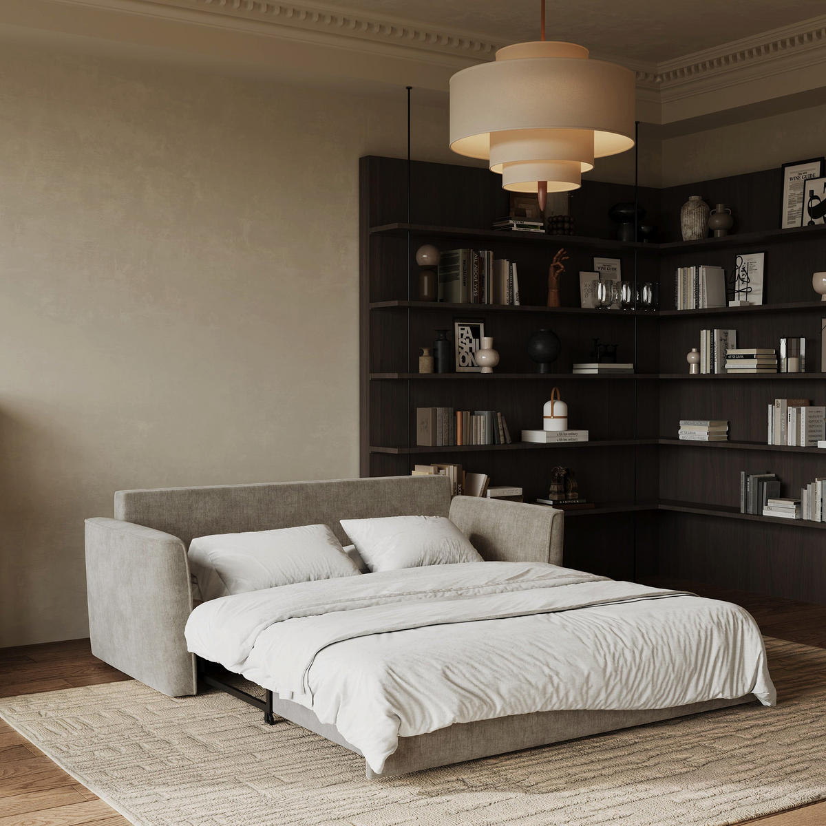 SCHLAFSOFA GERADE Rastergewebe Taupe 180cm - Taupe, Textil (180/97/93.5cm) - Sia Home