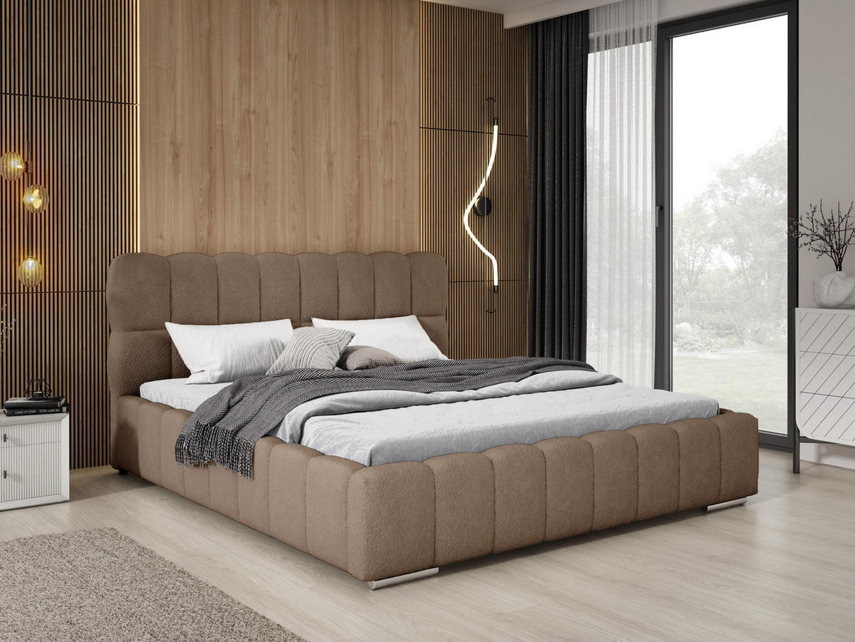 POLSTERBETT 180x200 cm Avilla mit Bettkasten, Lattenrost, Boucle, Braun - Braun, Holz/Textil (180/200cm) - Emporius