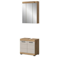 BADMÖBEL-SET 2-teilig Sand Kaschmir, Evoke Eiche, Badkombination 60 x 191 cm - Kaschmir/Eichefarben, Glas/Holzwerkstoff (60/191/34cm) - Inn.Furn