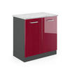 KÜCHENUNTERSCHRANK R-Line Bordeaux Hochglanz 80 cm AP Marmor - Bordeaux/Anthrazit, Holzwerkstoff (80/81.6/60cm) - Vicco