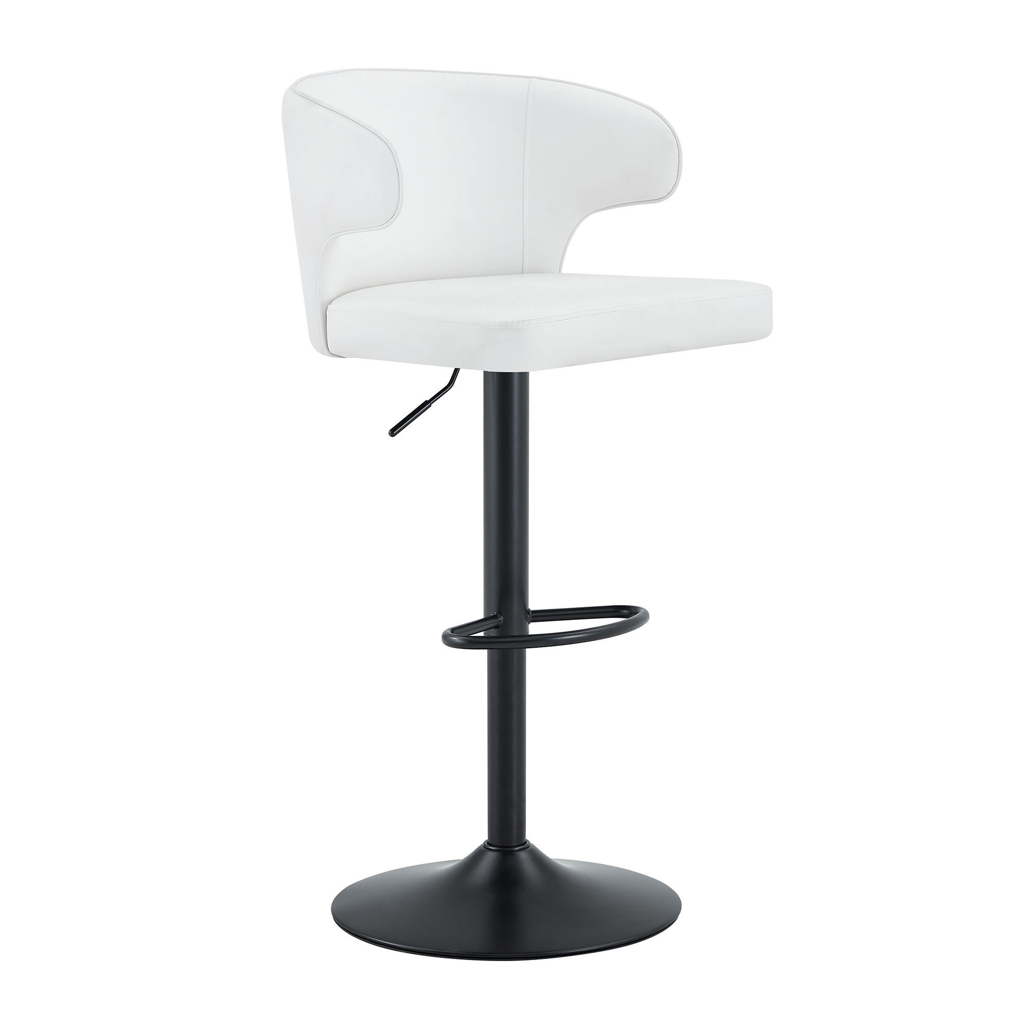 BARHOCKER DE-36727 2er-Set höhenverstellbar mit 360°-Drehung und PU Schwarz - Weiß, Metall (45/110/49.7cm) - ComfortXL