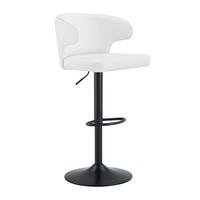 BARHOCKER DE-36727 2er-Set höhenverstellbar mit 360°-Drehung und PU Schwarz - Weiß, Metall (45/110/49.7cm) - ComfortXL
