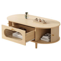 COUCHTISCH 100/50/36 cm aus MDF mit Schublade, 2 Rollladentüren und Glasfront, Eichefarben - Eichefarben, Holzwerkstoff (100/50/36cm) - Redom