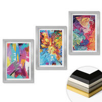 WANDBILDER 3er Set - 20x30 cm Silberner Rahmen - Bunte abstrakte Farbmuster - Silberfarben, Kunststoff (20/30cm) - ArtPrintCave