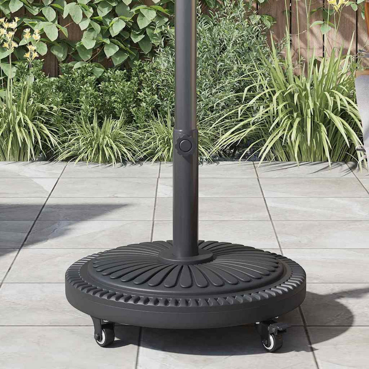 SONNENSCHIRMSTÄNDER Art Deco Schwarz Ø 45/39.5 Cm Eisen - Schwarz, Kunststoff (45/45cm) - vidaXL