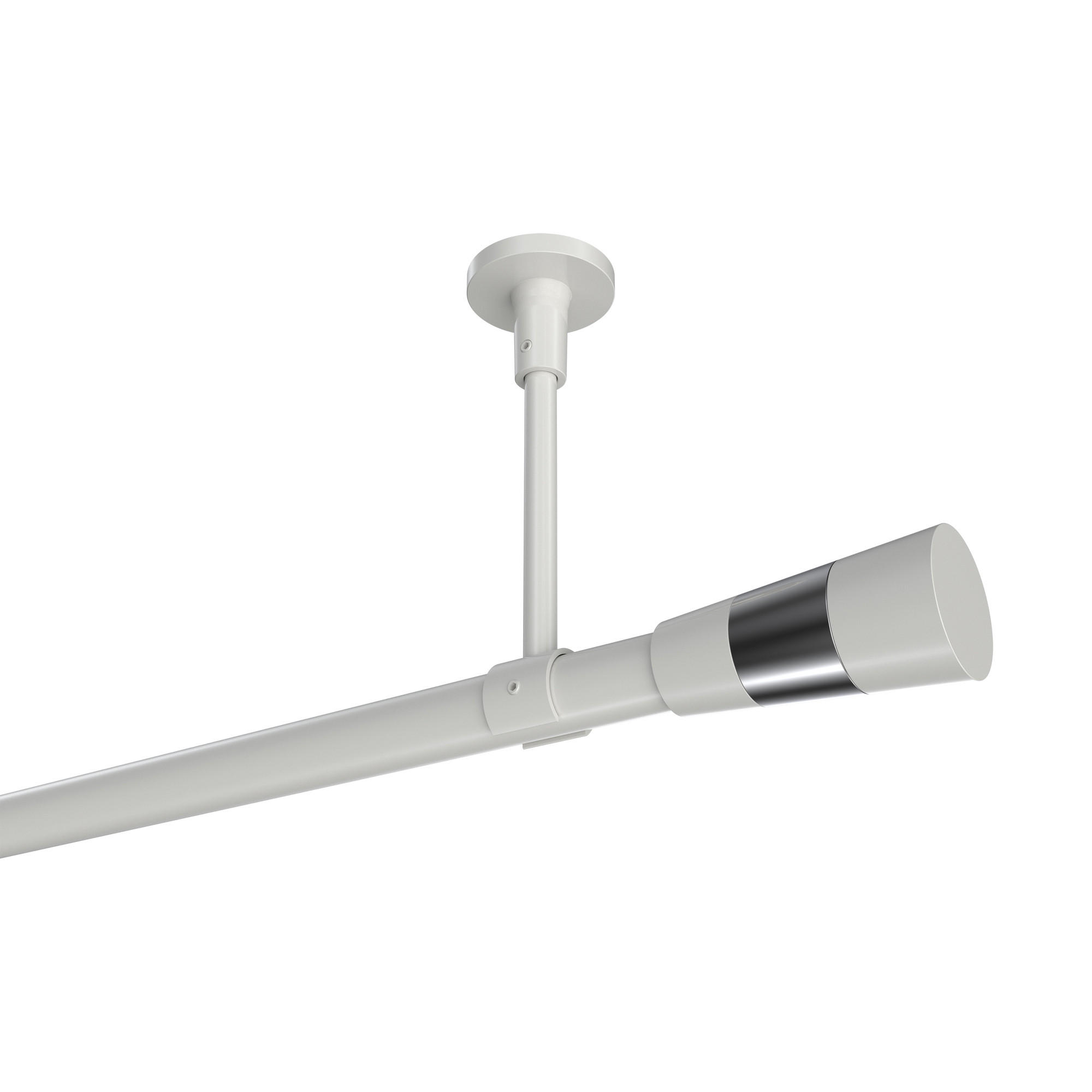 GARDINENSTANGEN-SET Sonette Tanara 360 cm (geteilt in 2 x 180 cm), 1-läufig, 20 mm Ø Weiß - Chromfarben/Schwarz, Metall (360cm) - INTERDECO