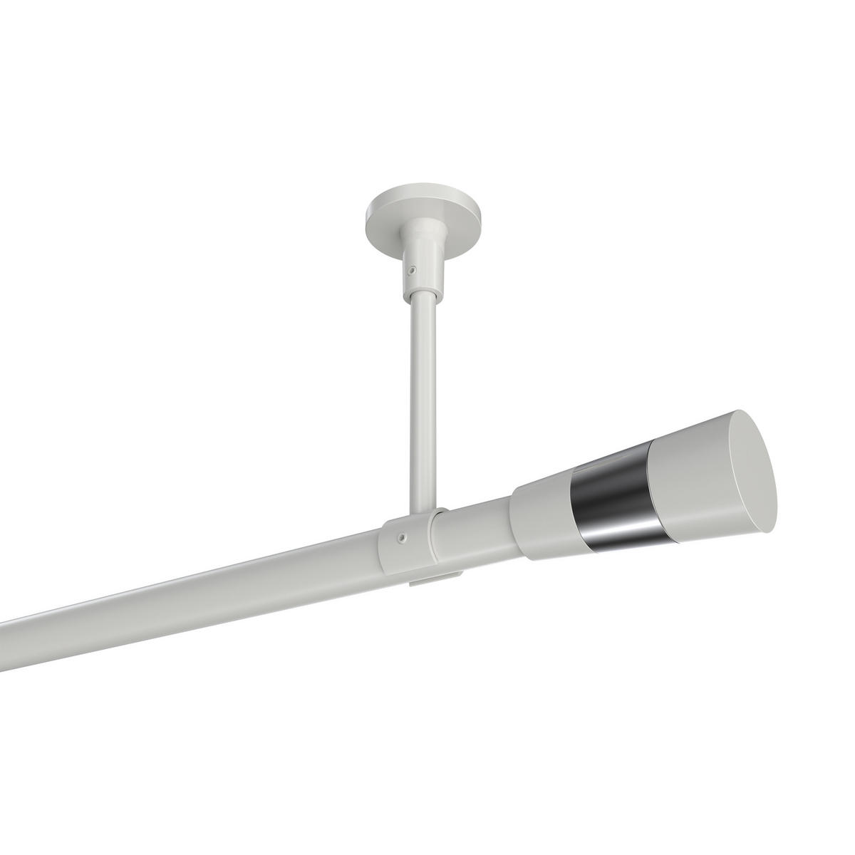 GARDINENSTANGEN-SET Sonette Tanara 400 cm (geteilt in 2 x 200 cm), 1-läufig, 20 mm Ø Weiß - Chromfarben/Schwarz, Metall (400cm) - INTERDECO