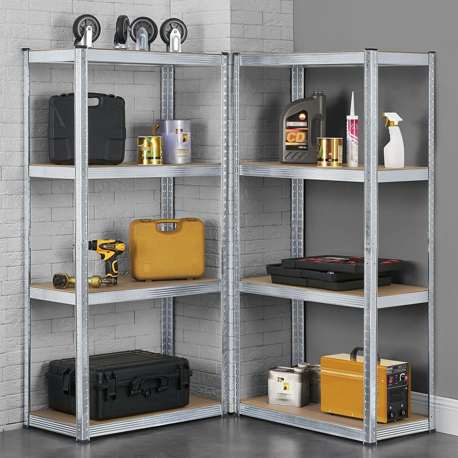 LAGERREGAL Easy verzinkt 160x80x40 cm (2er-Set) - Silberfarben, Metall (80/160/40cm) - Juskys