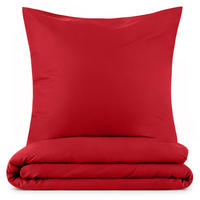 BETTWÄSCHE 3-teilig, 240/220 cm & 40/80 cm, Rot - Rot, Textil (240/220cm) - Blumtal