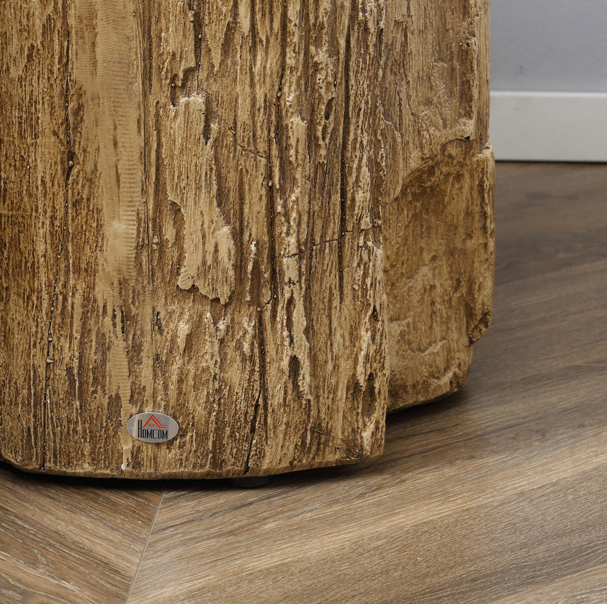 BEISTELLTISCH aus Beton Ø37x43 cm Naturholz in Baumstumpf-Optik mit verstellbaren Füßen - Naturfarben, Stein (37/37/43cm) - IVMEU