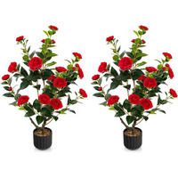 KAMELIENBAUM Rot(2er-Set) - Rot, Kunststoff (95cm) - COSTWAY