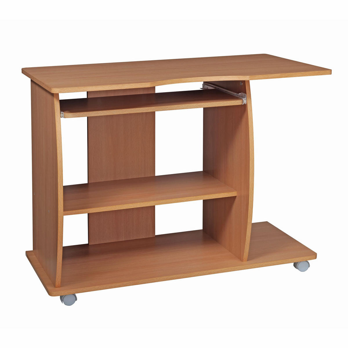 SCHREIBTISCH Computertisch Rollen 3D-Ecken, Beige 90x50x71 cm - Beige/Weiß, Holz (50/90/71cm) - KADIMA DESIGN