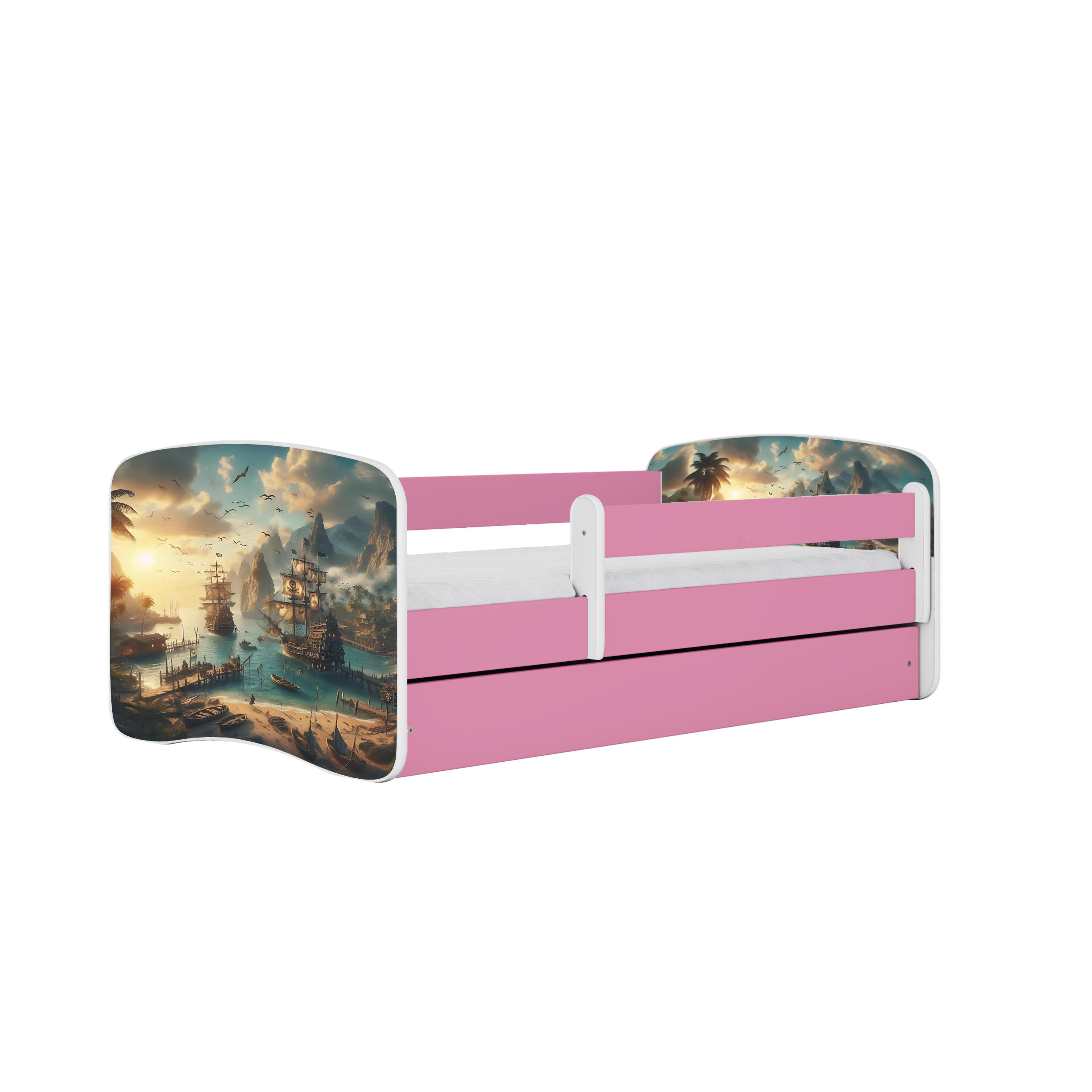 KINDERBETT Schiff mit Schublade und Matratze 180/80 - Rosa, Holzwerkstoff (80/180cm) - RAUMHIRSCH FURNITURE