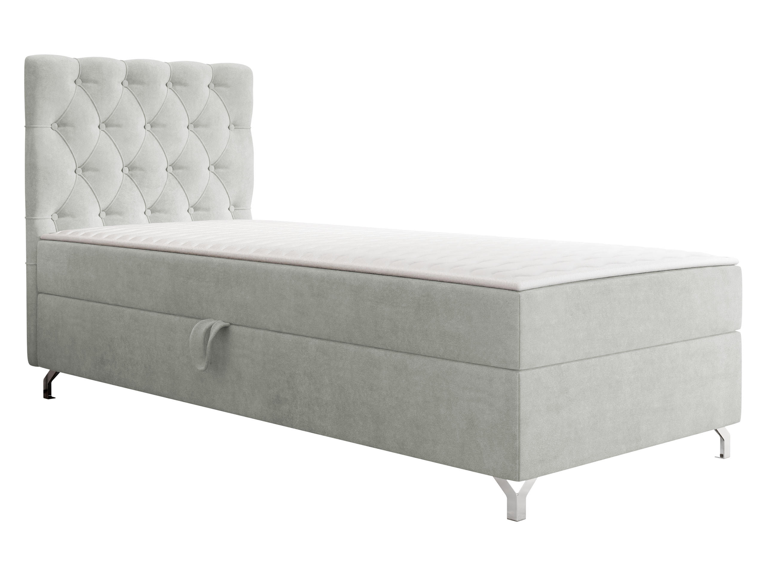 BOXBETT Chester 1, Seite: Links - Silberfarben/Hellgrau, Holz/Textil (90/200cm) - MIRJAN24
