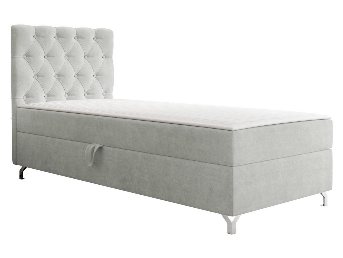 BOXBETT Chester 1, Seite: Links - Silberfarben/Hellgrau, Holz/Textil (90/200cm) - MIRJAN24
