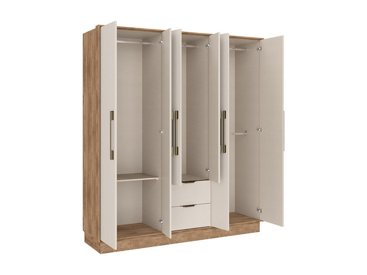 KLEIDERSCHRANK - 162 cm x 46.5 cm - holz - beige, naturfarben hell Feova - Beige/Naturfarben, Holz (162/182/46.5cm) - Vente-Unique
