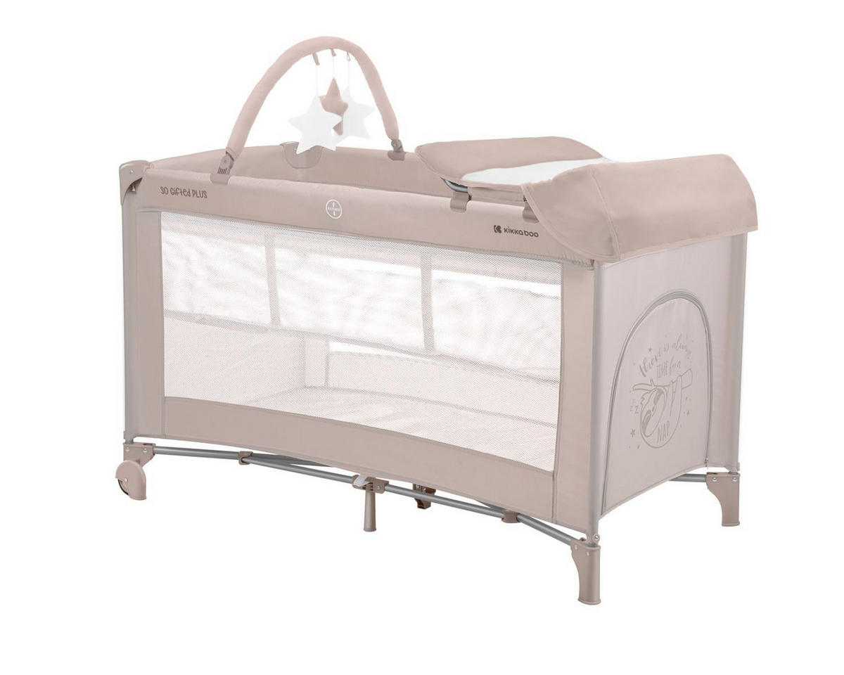 REISEBETT So Gifted Plus beige zwei Ebenen, Spielbogen, Wickelauflage, Räder - Beige, Kunststoff (60/120cm) - Kikka boo