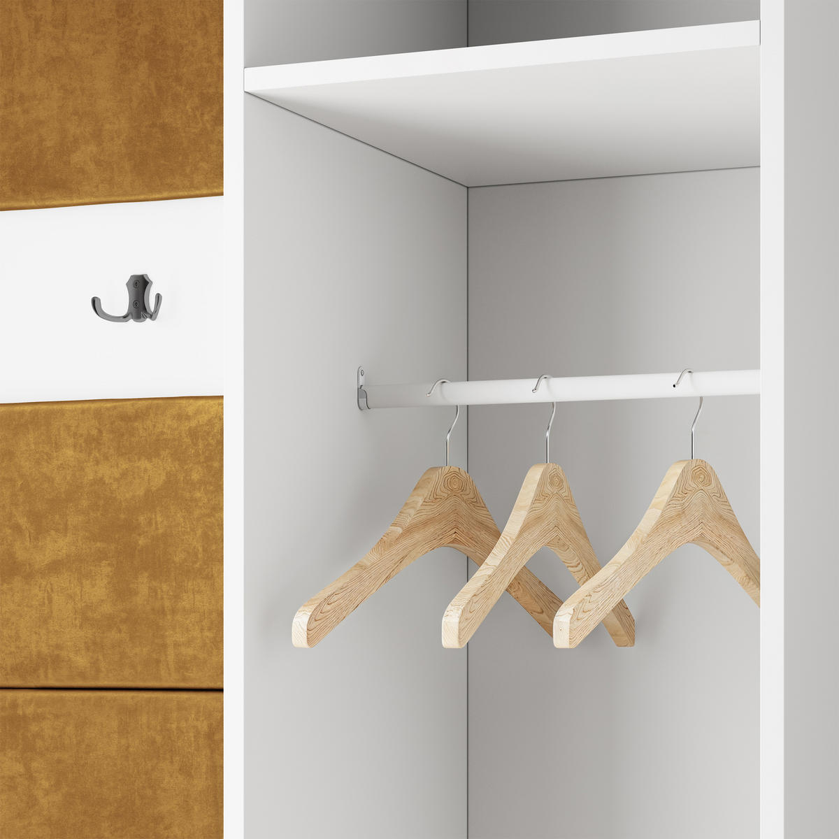 GARDEROBENSCHRANK VIRA 95/181/51 cm Modern Garderobe-Set Eiche Wotan - Gelb/Eiche Wotan, Holzwerkstoff (95/181/51cm) - MASSENO