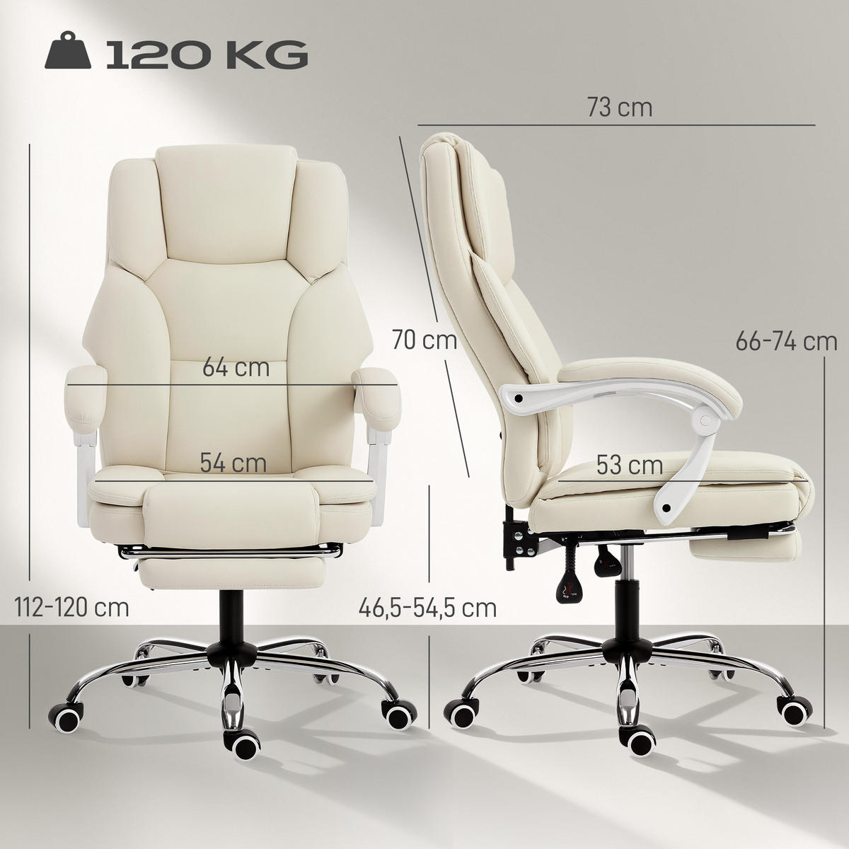 CHEFSESSEL DE-11828 mit 155° Neigung & Fußstütze Beige - Beige, Metall (64/120/73cm) - ComfortXL